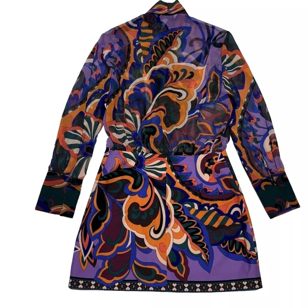 Zara Pucci Mini Dress Neck Tie Multi Color Printed Size S NWOT